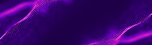 Futuristic Wave. Purple Technology Light Neon Background. Digital Technology Music Background. Computer Network Technology. Digital Science Concept. Digital Technology Backdrop.