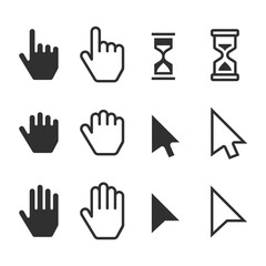 Fototapete - Smooth cursors icons mouse hand arrow hourglass. Computer Mouse Cursor symbol set. Vector illustration EPS 10.