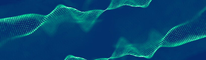 Fototapete - futuristic wave blue geometric background. abstract background sound wave. computer network wave flo