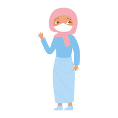 Poster - arabic girl cartoon character with face mask