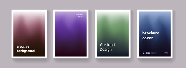 Poster - Set of dark gradient color background. Minimal abstract posters. collection. Modern vector template for Brochure, Banner, Placard, Cover, Flayer.