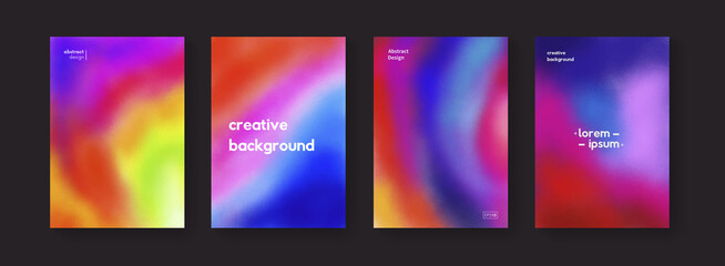 Poster - Set of watercolor colorful backgrounds. Modern abstract color backdrops. Bright hippie posters collection. Psychedelic art.