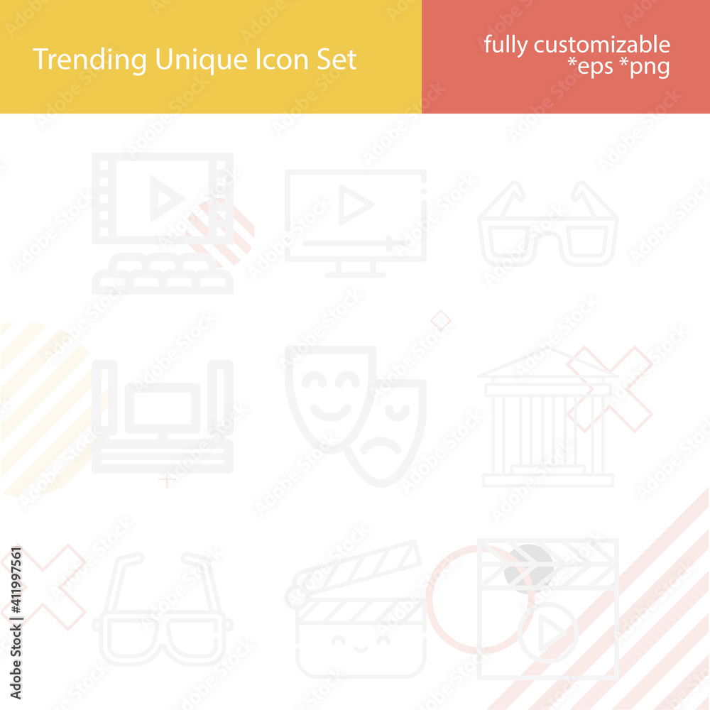 Simple set of picture palace related lineal icons. Stock Vector | Adobe ...