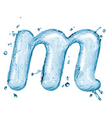 Wall Mural - Water splashes letter isolated on white background. Abstract liquid font.