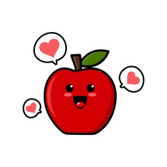 Wall Mural - cute red apple cartoon mascot character