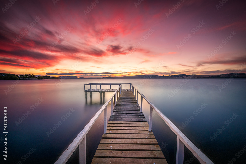 Taupo Sunset - New Zealand  - obrazy, fototapety, plakaty 