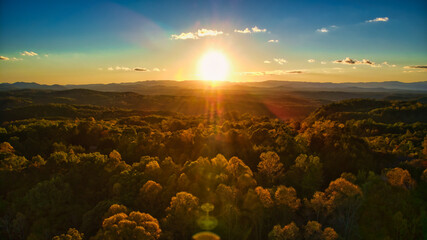 Wall Mural - Aerial View of Blue Ridge Mountains Sunset
