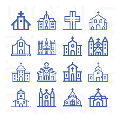 Poster - 16 pack of religious service  lineal web icons set