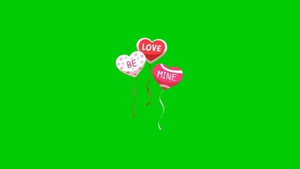 Poster - love balloon icon moves on green screen. Valentine's day backgrounds. Love you
