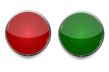 Fototapete - Modern green red buttons. Circle shape template illustration. Icon for web design. Stock image. EPS 10.