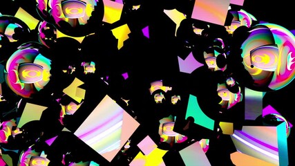 Aufkleber - Multicolored random cubes filling the screen, computer generated. 3d rendering neon technological background