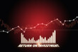 © smshoot - Growth graph and return on investment roi word on red background. Business direction to success concept and trading challenge idea