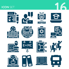 Canvas Print - Simple set of 16 icons related to learner