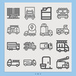 Simple set of tractor trailer related lineal icons.