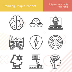 Wall Mural - Simple set of cortical related lineal icons.