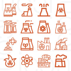 Wall Mural - 16 pack of nuclear energy  lineal web icons set