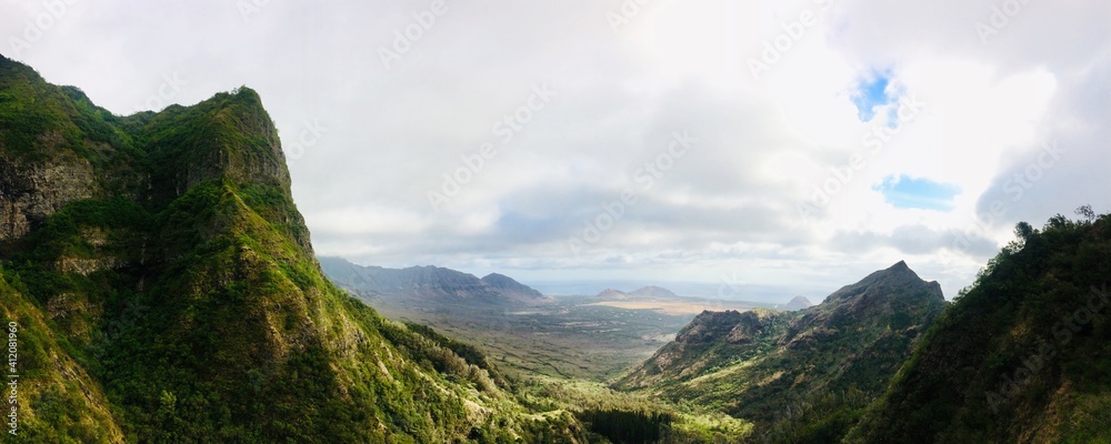 Panoramic View Of Landscape Against Sky - obrazy, fototapety, plakaty 