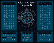 Collection Of Alchemical Symbols On Dark Background