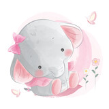 Fototapeta Dinusie - Cute Baby Girl Elephant