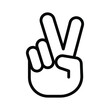Hand gesture V sign for victory or peace line icon. Simple outline style for apps and websites. Vector illustration on white background. EPS 10