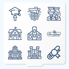 Wall Mural - Simple set of 9 icons related to educational institution