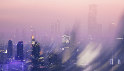 Wall Mural - Abstract Double Exposure Modern City.