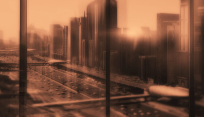Wall Mural - Abstract Double Exposure Modern City.