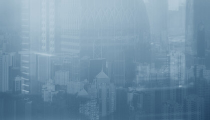 Wall Mural - Abstract Double Exposure Modern City.