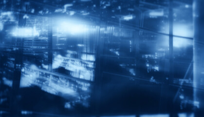 Wall Mural - Abstract Double Exposure Modern City.