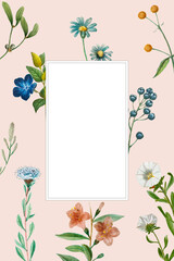 Wall Mural - Floral frame vector hand drawn vintage illustration
