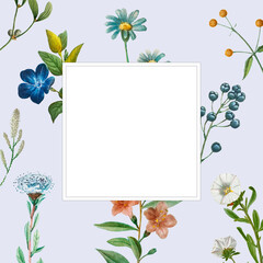 Wall Mural - Floral frame vector hand drawn vintage illustration
