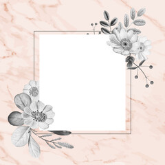 Wall Mural - Floral frame vector hand drawn vintage illustration