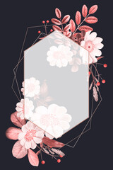 Wall Mural - Blank frame vector on summer botanical pattern
