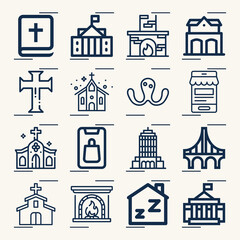 Wall Mural - Simple set of exterior related lineal icons.