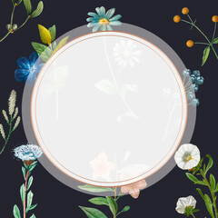 Wall Mural - Floral wreath vector on summer floral pattern