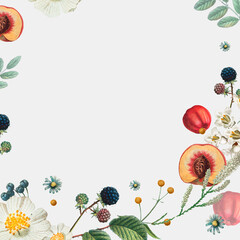 Wall Mural - Blank frame vector on summer botanical pattern