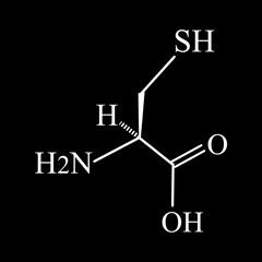 Wall Mural - The amino acid Cysteine. Chemical molecular formula Cysteine amino acid. Vector illustration on isolated background