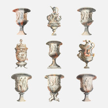 Ancient Ornamental Vase Vector Vintage Illustration Set