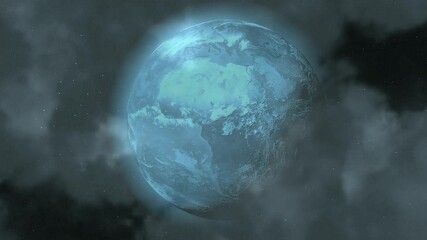 Wall Mural - Blue planet Earth in a cosmic fog. Abstract view of the planet of the universe.