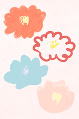 Sticker - Pastel blooming flower vector floral illustration set