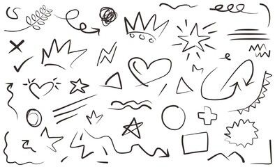 Poster - set of Hand drawn elements, for concept design. vector illustration. in white backgrond. editable