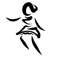 Wall Mural - girl dancing or running, abstract black pattern