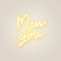 Wall Mural - Yellow miss you neon word vector