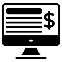 Dollar on monitor showcasing investment website icon