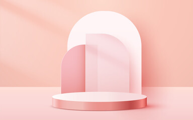 abstract scene background. cylinder podium on pink background. product presentation, mock up, show c