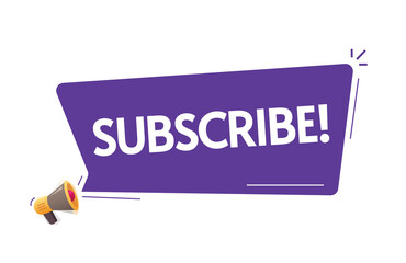 Aufkleber - Subscribe notice text in bubble speech announcement vector illustration flat cartoon, megaphone loudspeaker notification advertising idea