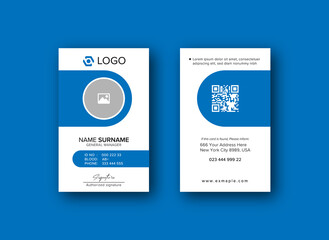 Wall Mural - Modern ID Card Template with an author photo place | Office Id Card Layout blue and white Background | Employee Id Card for Your Business or Company