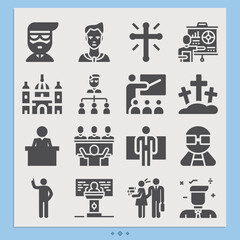 Wall Mural - Simple set of missionary related filled icons.