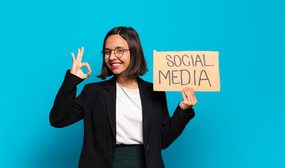 Sticker - young pretty businesswoman social media concept