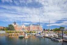 A Sunny Summer Day At Inner Harbour Of Victoria, Capital City Of British Columbia In Canada.